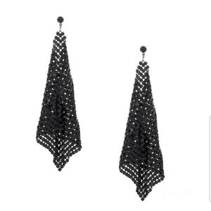 Restyle Black 4" Mesh Drop Earrings